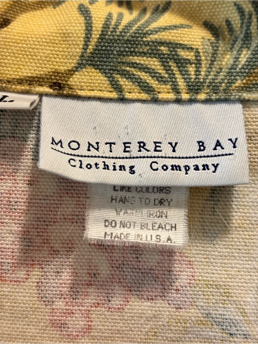 Monterey Bay Yellow Pinecone Berry Print Cotton Button Front Jacket Top L - Picture 2 of 9
